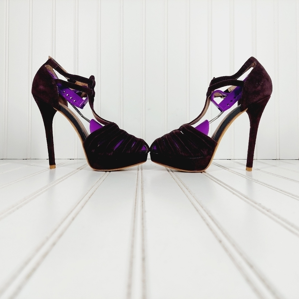 NEW Joie Women's Rexanne Platform Purple Pump Buckle Strap High Heels B166 - Picture 7 of 11